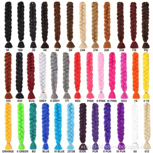 Wholesale Synthetic Braiding Single colorJumbo Braiding Hair Extensions Braiding Hair 24 Inch Synthetic Hair for Women
